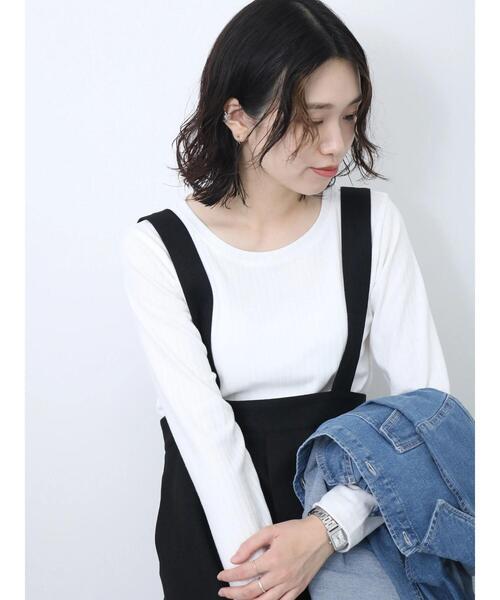 Samansa Mos2 blue(サマンサモスモスブルー)の「ワイドリブロンT(Tシャツ/カットソー・レディース・チャコールグレー/オフホワイト/ベージュ・F)」の21枚目の写真