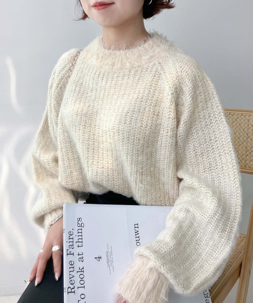 AS KNOW AS plus(アズノゥアズプラス)の「☆色々紡いでふわっとニットプルオーバー(ニット/セーター・レディース・ベージュ/ネイビー/レッド/ブルー/グリーン系/レッド系/ベージュ系2/グリーン系2/ネイビー系2/レッド系2・FREE)」の3枚目の写真