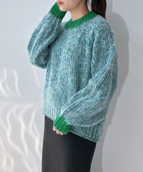 AS KNOW AS plus(アズノゥアズプラス)の「☆色々紡いでふわっとニットプルオーバー(ニット/セーター・レディース・ベージュ/ネイビー/レッド/ブルー/グリーン系/レッド系/ベージュ系2/グリーン系2/ネイビー系2/レッド系2・FREE)」の4枚目の写真