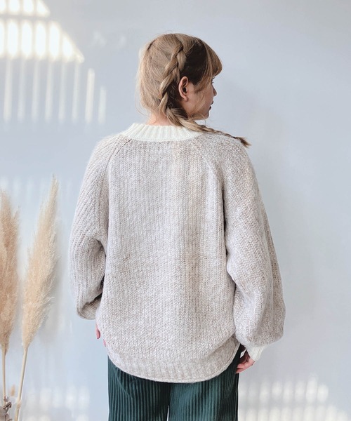 AS KNOW AS plus(アズノゥアズプラス)の「☆色々紡いでふわっとニットプルオーバー(ニット/セーター・レディース・ベージュ/ネイビー/レッド/ブルー/グリーン系/レッド系/ベージュ系2/グリーン系2/ネイビー系2/レッド系2・FREE)」の2枚目の写真