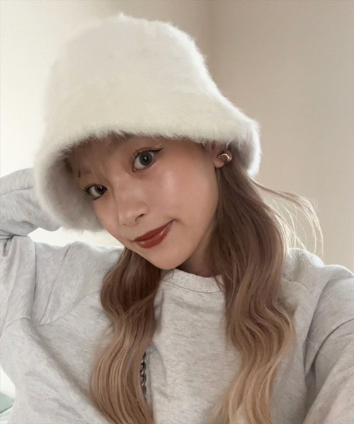 clear（クリア）の「ファーバケットハット（ハット・レディース・アイボリー/ブラック・F）」の7枚目の写真