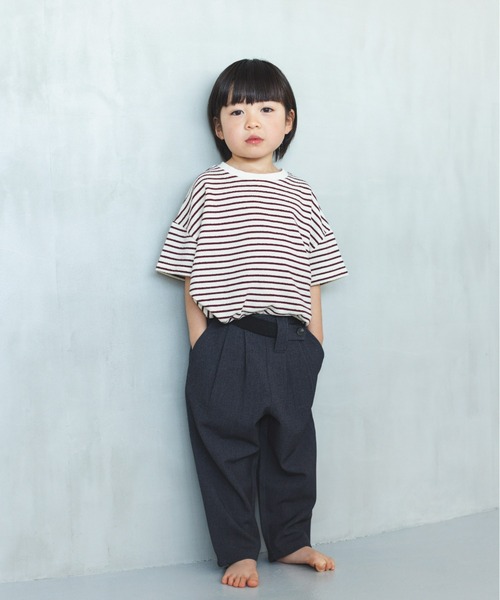 ooju(オージュ)の「【ooju】パイルボーダー S/S Tシャツ(Tシャツ/カットソー・キッズ・レッド/ブラック/アイボリー・3/1/2)」の4枚目の写真
