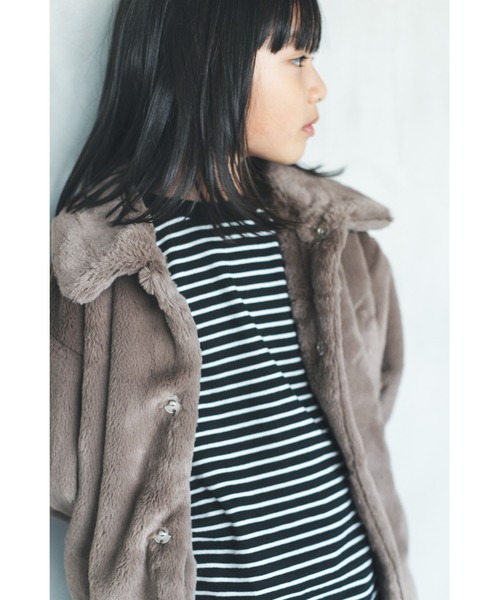 ooju(オージュ)の「【ooju】パイルボーダー S/S Tシャツ(Tシャツ/カットソー・キッズ・レッド/ブラック/アイボリー・3/1/2)」の8枚目の写真