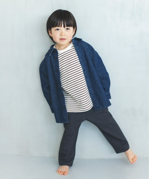 ooju(オージュ)の「【ooju】パイルボーダー S/S Tシャツ(Tシャツ/カットソー・キッズ・レッド/ブラック/アイボリー・3/1/2)」の5枚目の写真