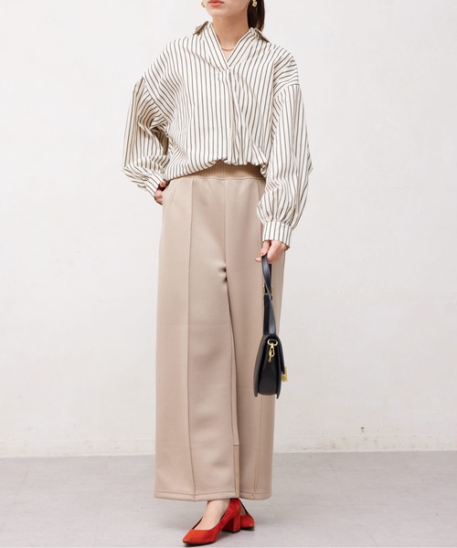 Chez toi(シェトワ)の「BACKリブ切替カットワイドパンツ(その他パンツ・レディース・ブラック/カーキ/アイボリー/グレイッシュベージュ/ナチュラル/グレー/ブラック系その他/ミント・FREE)」の9枚目の写真