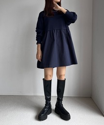 LOWRYS FARM | フハクドッキングニットチュニックＬＳ　979780(ニット/セーター)