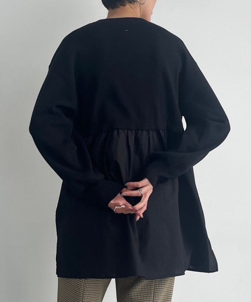 LOWRYS FARM（ローリーズファーム）の「フハクドッキングニットチュニックＬＳ　979780（ニット/セーター・レディース・ブラック/ネイビー/アイボリー・FREE）」の4枚目の写真