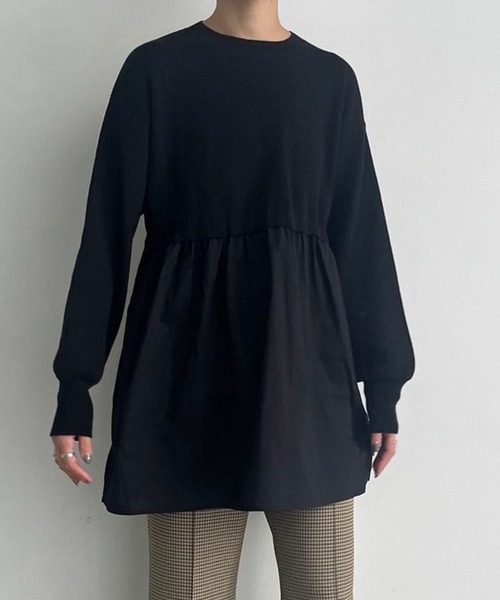 LOWRYS FARM（ローリーズファーム）の「フハクドッキングニットチュニックＬＳ　979780（ニット/セーター・レディース・ブラック/ネイビー/アイボリー・FREE）」の11枚目の写真