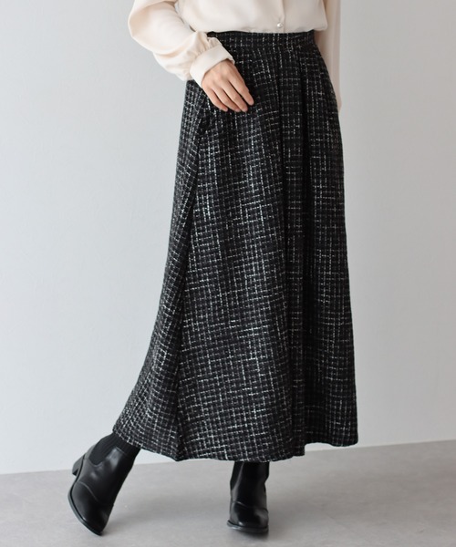 BLUEEAST（ブルーイースト）の「ツイードフレアスカート（スカート・レディース・ホワイト/ブラック系/ブラック・LARGE/MEDIUM）」の13枚目の写真