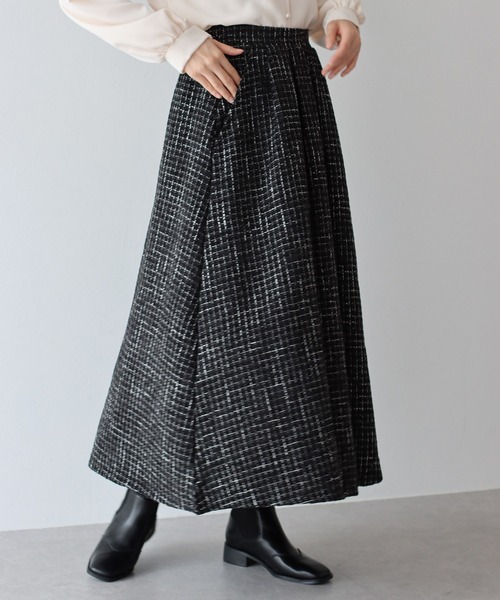 BLUEEAST（ブルーイースト）の「ツイードフレアスカート（スカート・レディース・ホワイト/ブラック系/ブラック・LARGE/MEDIUM）」の12枚目の写真