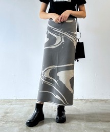 マーブル柄ニットスカート
