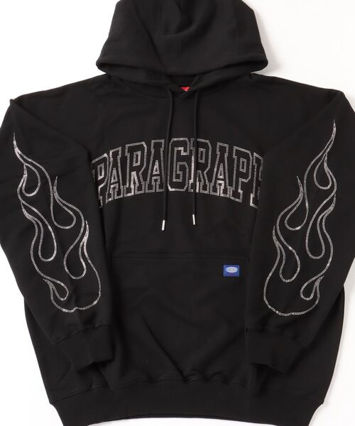 Paragraph（パラグラフ）の「A'GEM/9 × .kom『paragraph/パラグラフ』FLAME STUD LOGO HOODIE/フレイムスタッド プルオーバーパーカー（パーカー・メンズ・インディゴブルー/ブラック・FREE）」の7枚目の写真