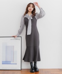 mysty woman | ジャガードブラウスドッキングワンピース  984071(ワンピース)