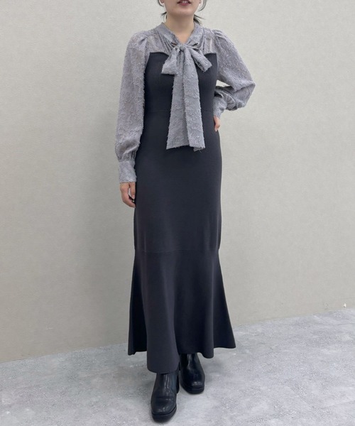 mysty woman（ミスティウーマン）の「ジャガードブラウスドッキングワンピース  984071（ワンピース・レディース・ブラウン/モカ/ブラック/チャコールグレー・FREE）」の20枚目の写真