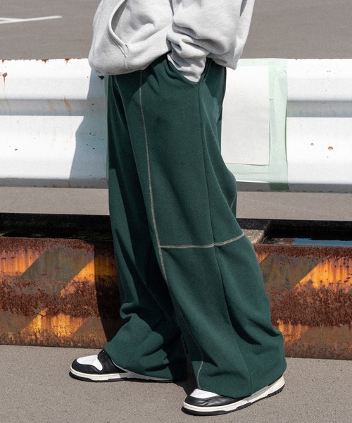 kutir（クティール）の「配色ステッチフランネルワイドパンツ（その他パンツ・メンズ・ボルドー/ブラック/ダークグリーン・LARGE/MEDIUM）」の3枚目の写真