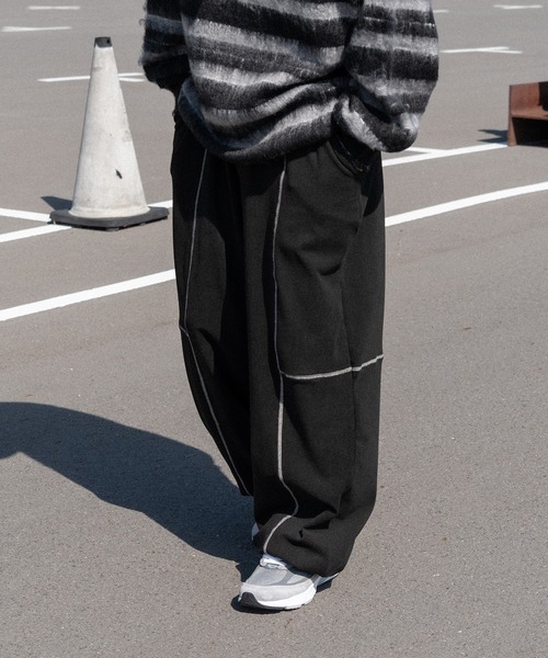 kutir（クティール）の「配色ステッチフランネルワイドパンツ（その他パンツ・メンズ・ボルドー/ブラック/ダークグリーン・LARGE/MEDIUM）」の6枚目の写真