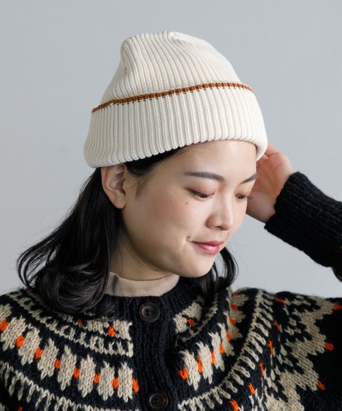 AMERICAN RAG CIE(アメリカンラグシー)の「Commerlina KOTONE CAP(ニットキャップ/ビーニー・レディース・アイボリー/ブラウン・FREE)」の2枚目の写真