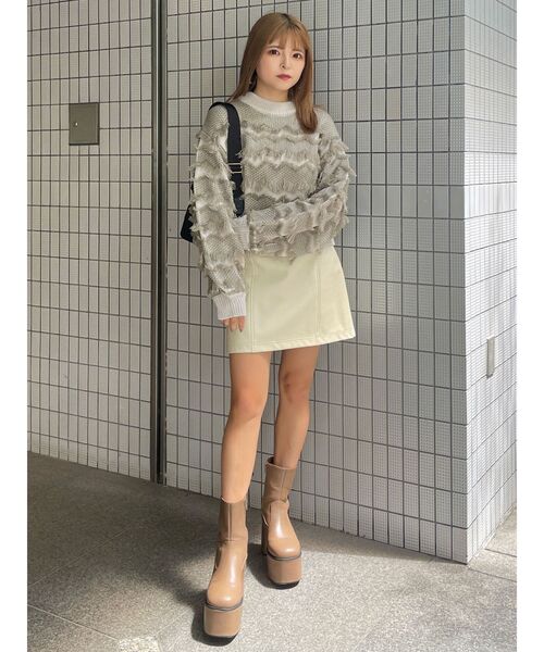 MURUA(ムルーア)の「フェイクレザーミニスカート(スカート・レディース・ブラック/ブラウン/アイボリー・1/2)」の9枚目の写真