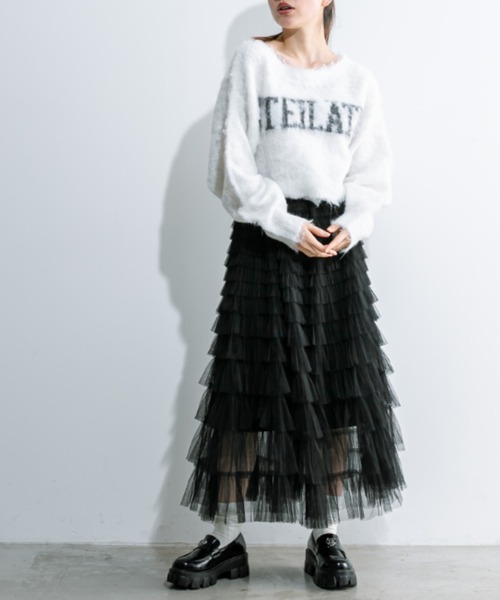 OLIVE des OLIVE(オリーブデオリーブ)の「チュールフリルティアードスカート 1032010190(スカート・レディース・ブラック/アイボリー・FREE)」の7枚目の写真