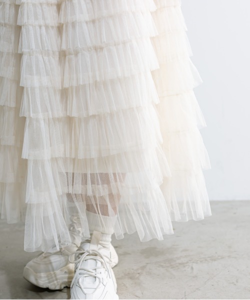 OLIVE des OLIVE(オリーブデオリーブ)の「チュールフリルティアードスカート 1032010190(スカート・レディース・ブラック/アイボリー・FREE)」の17枚目の写真