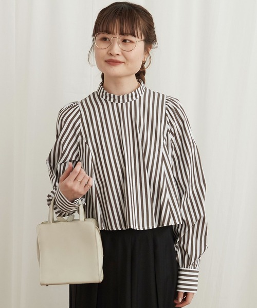 fig London（フィグロンドン）の「STRIPE stand blouse（シャツ