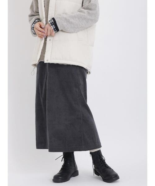Samansa Mos2（サマンサ モスモス）の「コーデュロイナロースカート（スカート・レディース・ベージュ/チャコールグレー/ブルー/ピンク・F）」の4枚目の写真