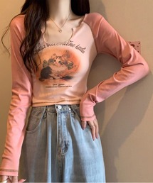 ▲CAT RAGLAN SLEEVE LONG T-shirt / キャットラグランスリーブT