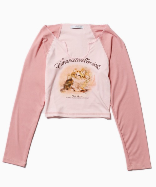 ROOPTOKYO（ループトウキョウ）の「▲CAT RAGLAN SLEEVE LONG T-shirt / キャットラグランスリーブT（Tシャツ/カットソー・レディース・ピンク/ブラック/ライトブラウン・S/M/L）」の11枚目の写真