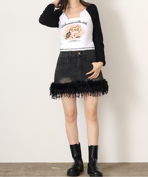 ROOPTOKYO（ループトウキョウ）の「▲CAT RAGLAN SLEEVE LONG T-shirt / キャットラグランスリーブT（Tシャツ/カットソー・レディース・ピンク/ブラック/ライトブラウン・S/M/L）」の14枚目の写真