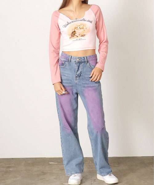 ROOPTOKYO（ループトウキョウ）の「▲CAT RAGLAN SLEEVE LONG T-shirt / キャットラグランスリーブT（Tシャツ/カットソー・レディース・ピンク/ブラック/ライトブラウン・S/M/L）」の18枚目の写真