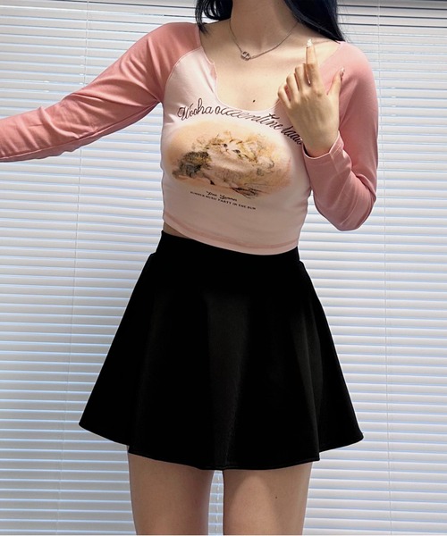 ROOPTOKYO（ループトウキョウ）の「▲CAT RAGLAN SLEEVE LONG T-shirt / キャットラグランスリーブT（Tシャツ/カットソー・レディース・ピンク/ブラック/ライトブラウン・S/M/L）」の20枚目の写真