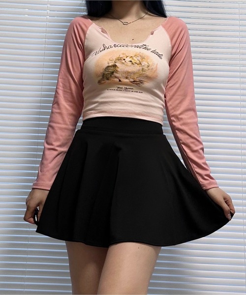 ROOPTOKYO（ループトウキョウ）の「▲CAT RAGLAN SLEEVE LONG T-shirt / キャットラグランスリーブT（Tシャツ/カットソー・レディース・ピンク/ブラック/ライトブラウン・S/M/L）」の22枚目の写真