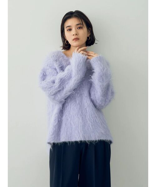 YECCA VECCA（イェッカヴェッカ）の「シャギーVネックニット（ニット/セーター・レディース・ホワイト/グレー/ラベンダー・FREE）」の18枚目の写真