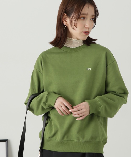 N.（N. Natural Beauty Basic）（エヌエヌナチュラルビューティーベーシック）の「◆ワンポイント刺繍スウェット（Tシャツ/カットソー・レディース・オフホワイト/グリーン/杢グレー・MEDIUM）」の3枚目の写真