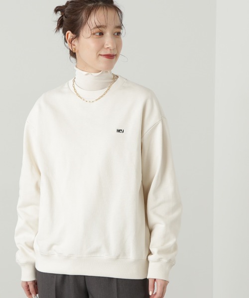 N.（N. Natural Beauty Basic）（エヌエヌナチュラルビューティーベーシック）の「◆ワンポイント刺繍スウェット（Tシャツ/カットソー・レディース・オフホワイト/グリーン/杢グレー・MEDIUM）」の5枚目の写真