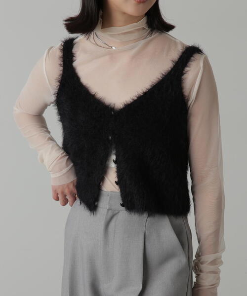 FREE'S MART（フリーズマート）の「◆フロントボタンシャギービスチェ（ベスト・レディース・ホワイト/ブルー/ネイビー/ブラック・FREE）」の6枚目の写真