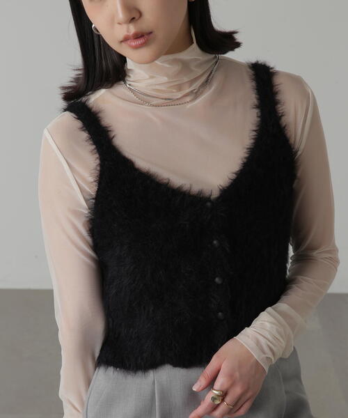 FREE'S MART（フリーズマート）の「◆フロントボタンシャギービスチェ（ベスト・レディース・ホワイト/ブルー/ネイビー/ブラック・FREE）」の8枚目の写真