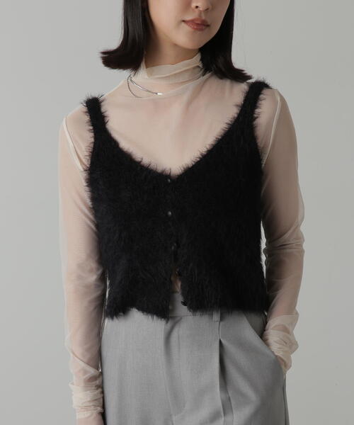 FREE'S MART（フリーズマート）の「◆フロントボタンシャギービスチェ（ベスト・レディース・ホワイト/ブルー/ネイビー/ブラック・FREE）」の11枚目の写真