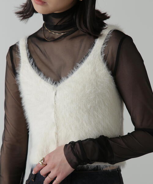 FREE'S MART（フリーズマート）の「◆フロントボタンシャギービスチェ（ベスト・レディース・ホワイト/ブルー/ネイビー/ブラック・FREE）」の15枚目の写真