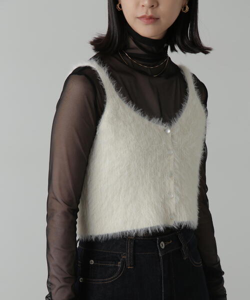 FREE'S MART（フリーズマート）の「◆フロントボタンシャギービスチェ（ベスト・レディース・ホワイト/ブルー/ネイビー/ブラック・FREE）」の19枚目の写真