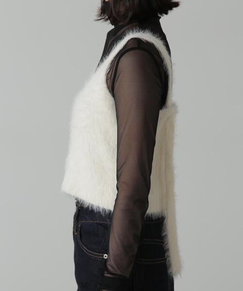 FREE'S MART（フリーズマート）の「◆フロントボタンシャギービスチェ（ベスト・レディース・ホワイト/ブルー/ネイビー/ブラック・FREE）」の21枚目の写真