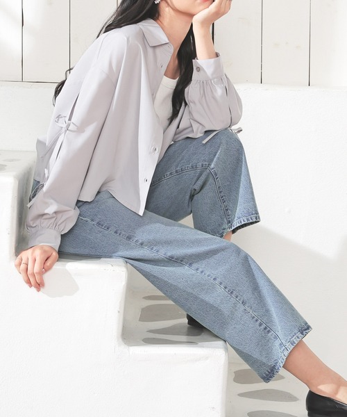 Honeys（ハニーズ）の「ストレートパンツ（股下６４ｃｍ）（デニムパンツ・レディース・ライトブルー/ブルー/ブルー系その他/アイボリー/ブラック/グレー/ライトインディゴブルー/ブルー系その他3/ブルー系その他4・SS/S/M/L/LL）」の16枚目の写真