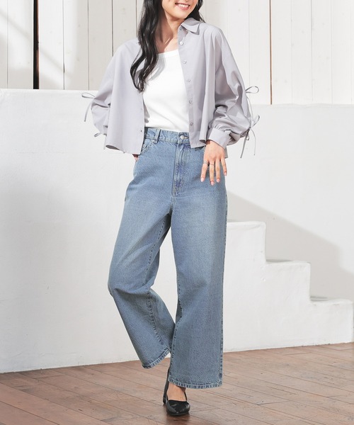 Honeys（ハニーズ）の「ストレートパンツ（股下６４ｃｍ）（デニムパンツ・レディース・ライトブルー/ブルー/ブルー系その他/アイボリー/ブラック/グレー/ライトインディゴブルー/ブルー系その他3/ブルー系その他4・SS/S/M/L/LL）」の17枚目の写真