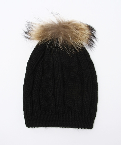 Ray BEAMS（レイビームス）の「Ray BEAMS / ラクーンファーニット帽（ニットキャップ/ビーニー・レディース・ホワイト/グレー/ブラック/ベージュ・ONE SIZE）」の2枚目の写真