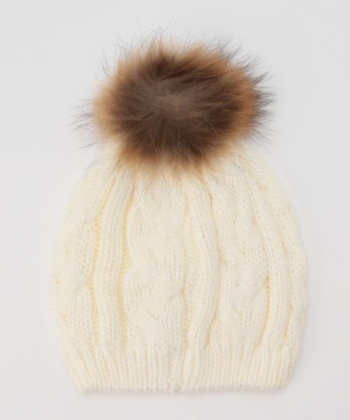 Ray BEAMS（レイビームス）の「Ray BEAMS / ラクーンファーニット帽（ニットキャップ/ビーニー・レディース・ホワイト/グレー/ブラック/ベージュ・ONE SIZE）」の9枚目の写真