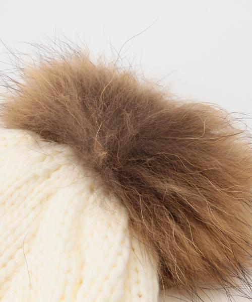 Ray BEAMS（レイビームス）の「Ray BEAMS / ラクーンファーニット帽（ニットキャップ/ビーニー・レディース・ホワイト/グレー/ブラック/ベージュ・ONE SIZE）」の15枚目の写真