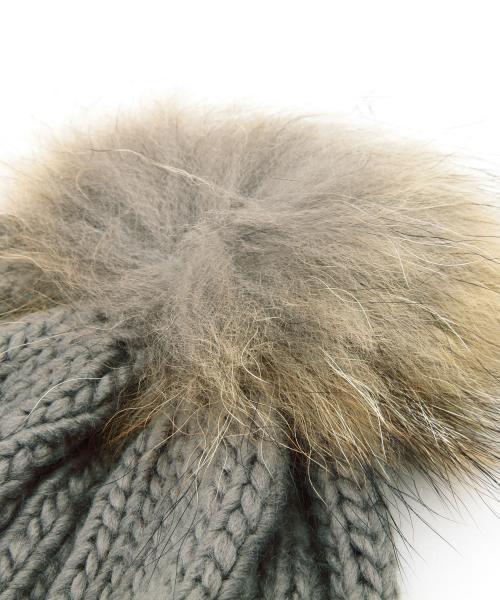 Ray BEAMS（レイビームス）の「Ray BEAMS / ラクーンファーニット帽（ニットキャップ/ビーニー・レディース・ホワイト/グレー/ブラック/ベージュ・ONE SIZE）」の18枚目の写真