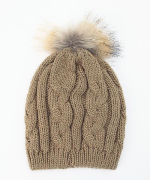 Ray BEAMS（レイビームス）の「Ray BEAMS / ラクーンファーニット帽（ニットキャップ/ビーニー・レディース・ホワイト/グレー/ブラック/ベージュ・ONE SIZE）」の12枚目の写真