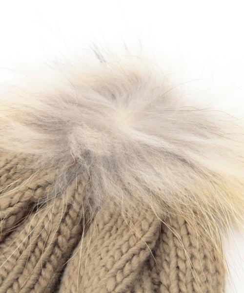 Ray BEAMS（レイビームス）の「Ray BEAMS / ラクーンファーニット帽（ニットキャップ/ビーニー・レディース・ホワイト/グレー/ブラック/ベージュ・ONE SIZE）」の14枚目の写真