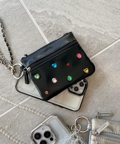 Me%（ミィパーセント）の「ビジューカスタムポーチサイフ 104118（コインケース・レディース・シルバー/ブラック・FREE）」の13枚目の写真